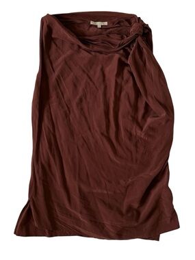 Goldsign 100% silk sleeveless drape ruched cinched top terracotta brown